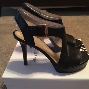 Black leather strap sandal